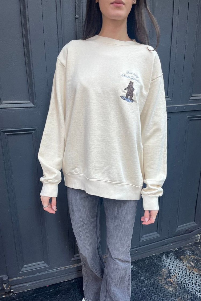 Sweatshirt Brandy Melville Erica Snow Lodge Greater Yellowstone Blanche | OJQ-40905967